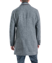 Michael Kors Men's Pike Slim Fit Top Coat 38R Herringbone Wool Black White