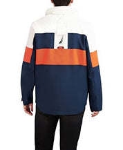 NAUTICA Men's Colorblocked Open Bottom Hooded Jacket Large Navy Blue