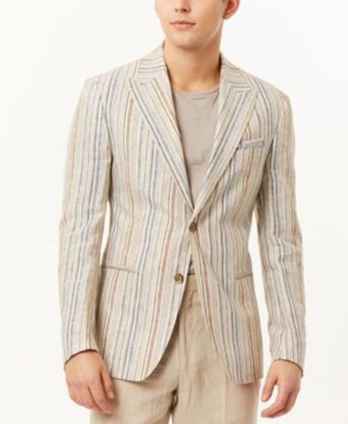 Tallia Tallia Mens Metallic Stripe S Cream, Brown Metallic Stripe Small
