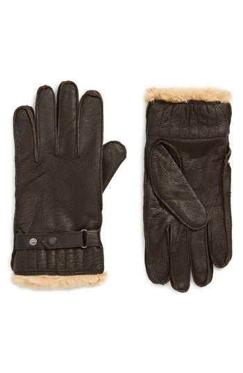 Barbour Men's Brown Leather Utility Gloves Medium Brown
