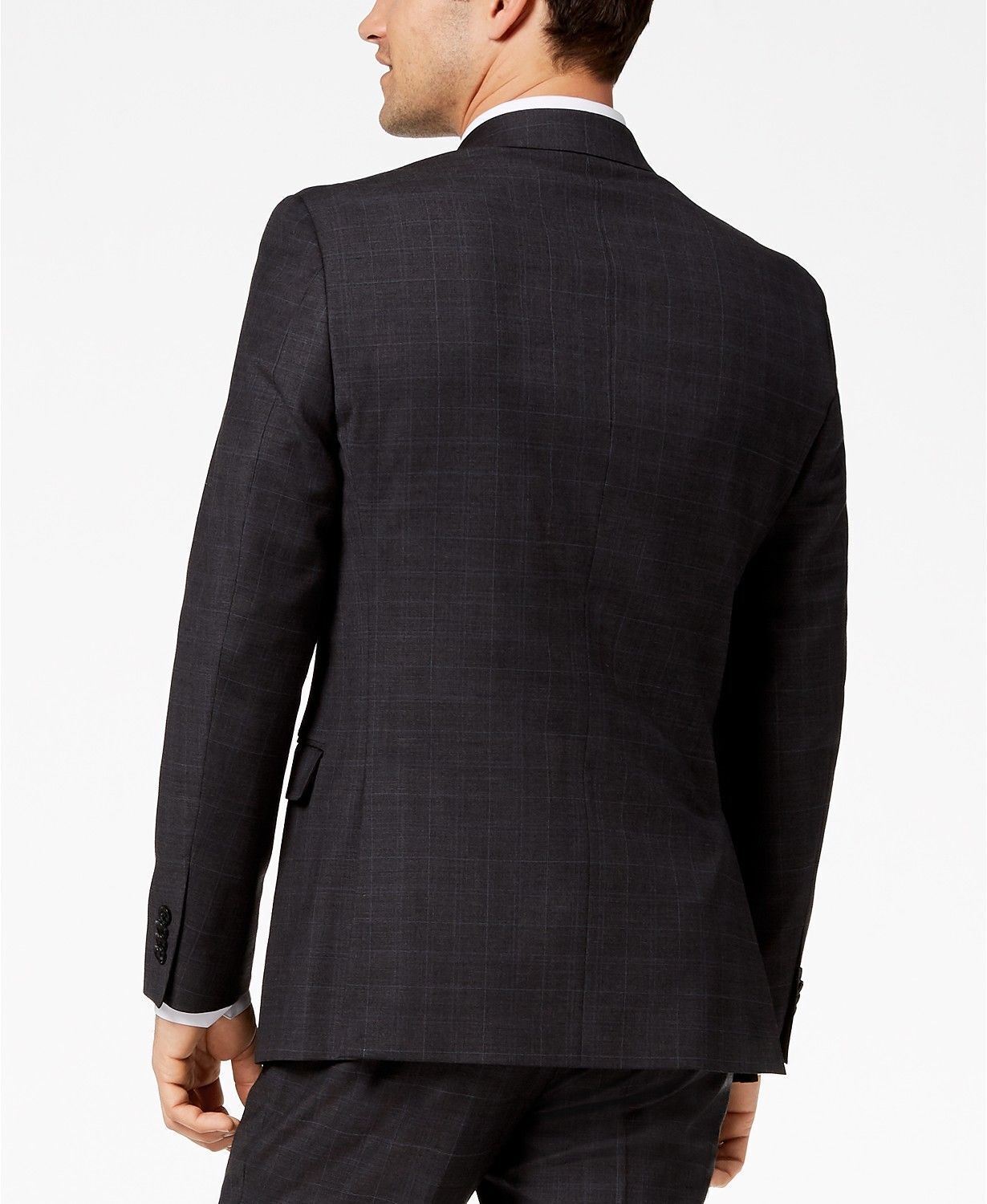 Tommy Hilfiger Modern-Fit TH Flex Performance Plaid Sport Coat 42S Grey