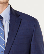 Tommy Hilfiger Mens Suit Jacket 42S Modern-Fit Stretch Navy Burgundy Plaid