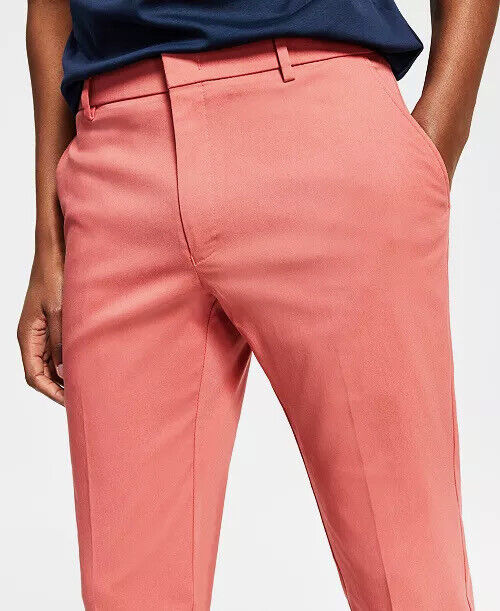 Tommy Hilfiger Mens Modern fit Dress Pants 33 / 32 Light Red Solid
