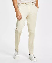 Alfani Men's Slim-Fit Solid Cream Cotton Dress Pants 40 x 32 Flat Front