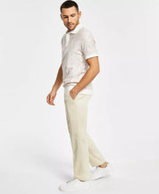 Alfani Men's Slim-Fit Solid Cream Cotton Dress Pants 40 x 32 Flat Front