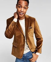 Alfani Men's Slim-Fit Solid Velvet Blazer Gold Solid 38S