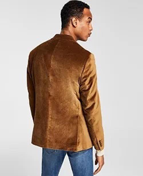 Alfani Men's Slim-Fit Solid Velvet Blazer Gold Solid 38S