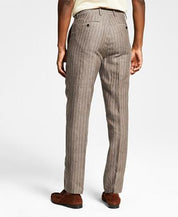 ALFANI Men's Slim-Fit Stripe Linen Dress Pants 34 x 30 Brown