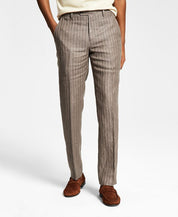 ALFANI Men's Slim-Fit Stripe Linen Dress Pants 34 x 30 Brown