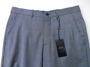 A|X ARMANI EXCHANGE Men's Slim-Fit Dress Pants 34 x 34 Grey / Blue Plaid