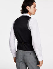 Bar III Men's Slim Fit  Plaid Suit Vest Black White Large