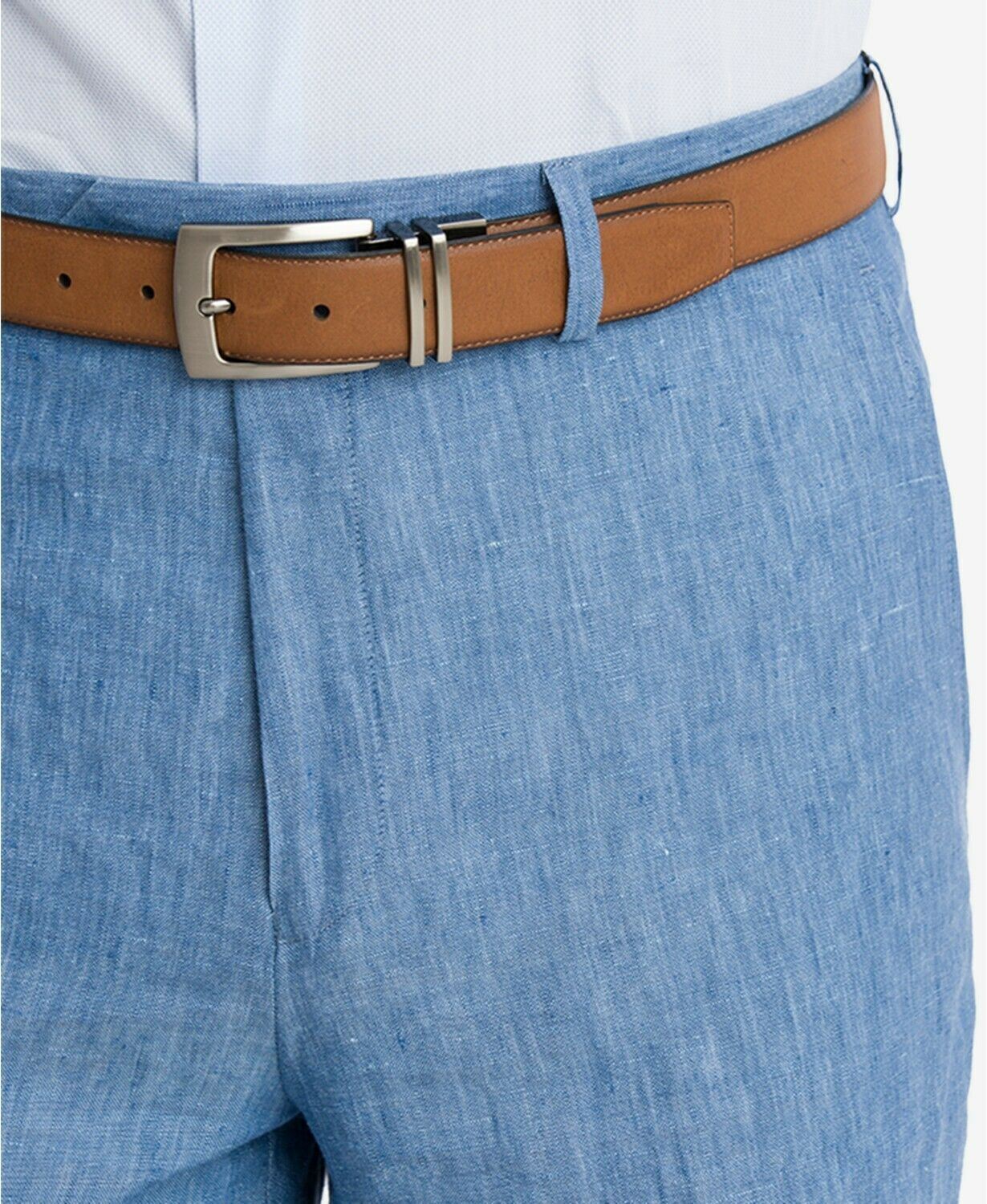 Bar III Men's Slim-Fit Blue Chambray LINEN Dress Pants 31 x 32