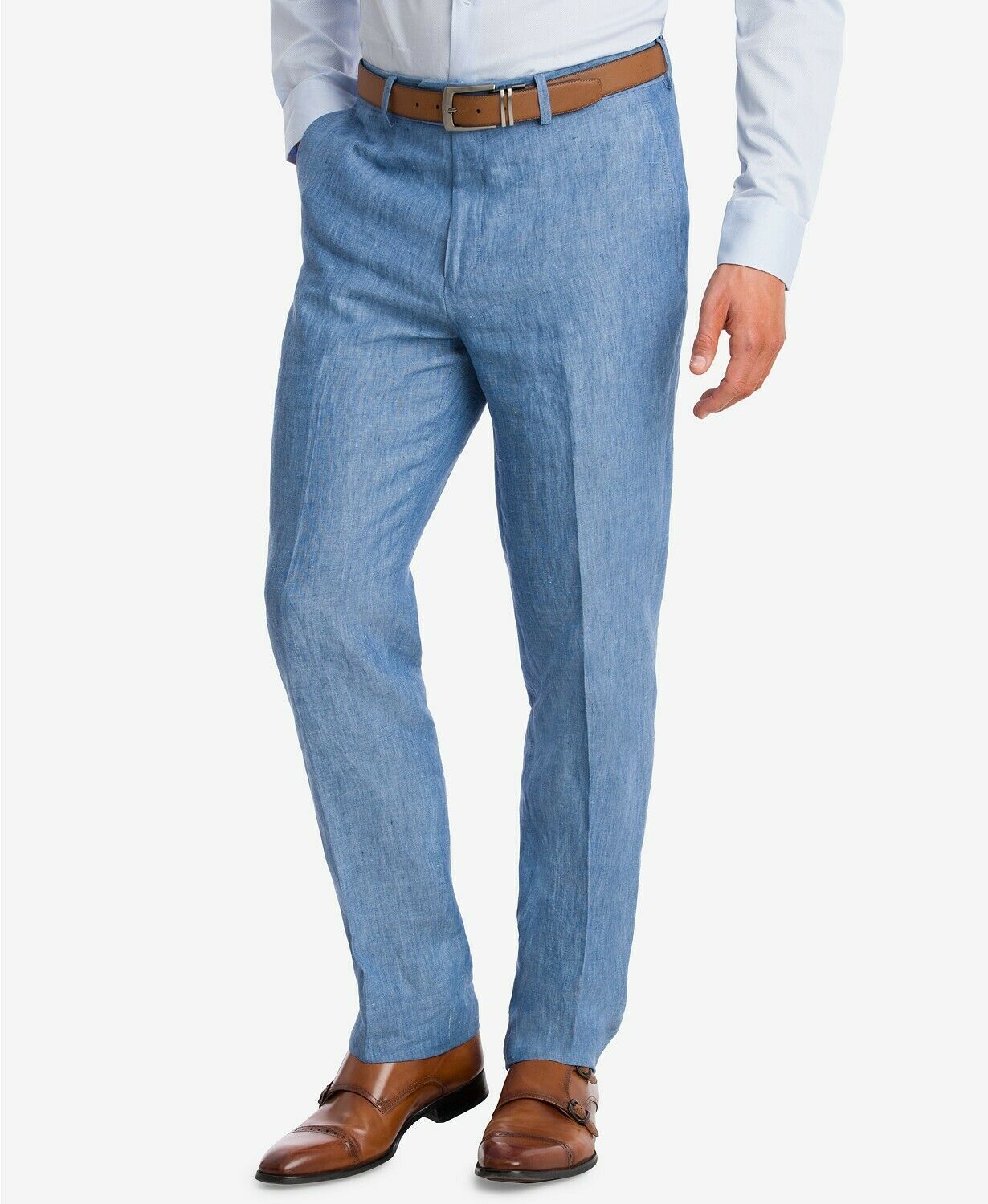 Bar III Men's Slim-Fit Blue Chambray LINEN Dress Pants 31 x 32
