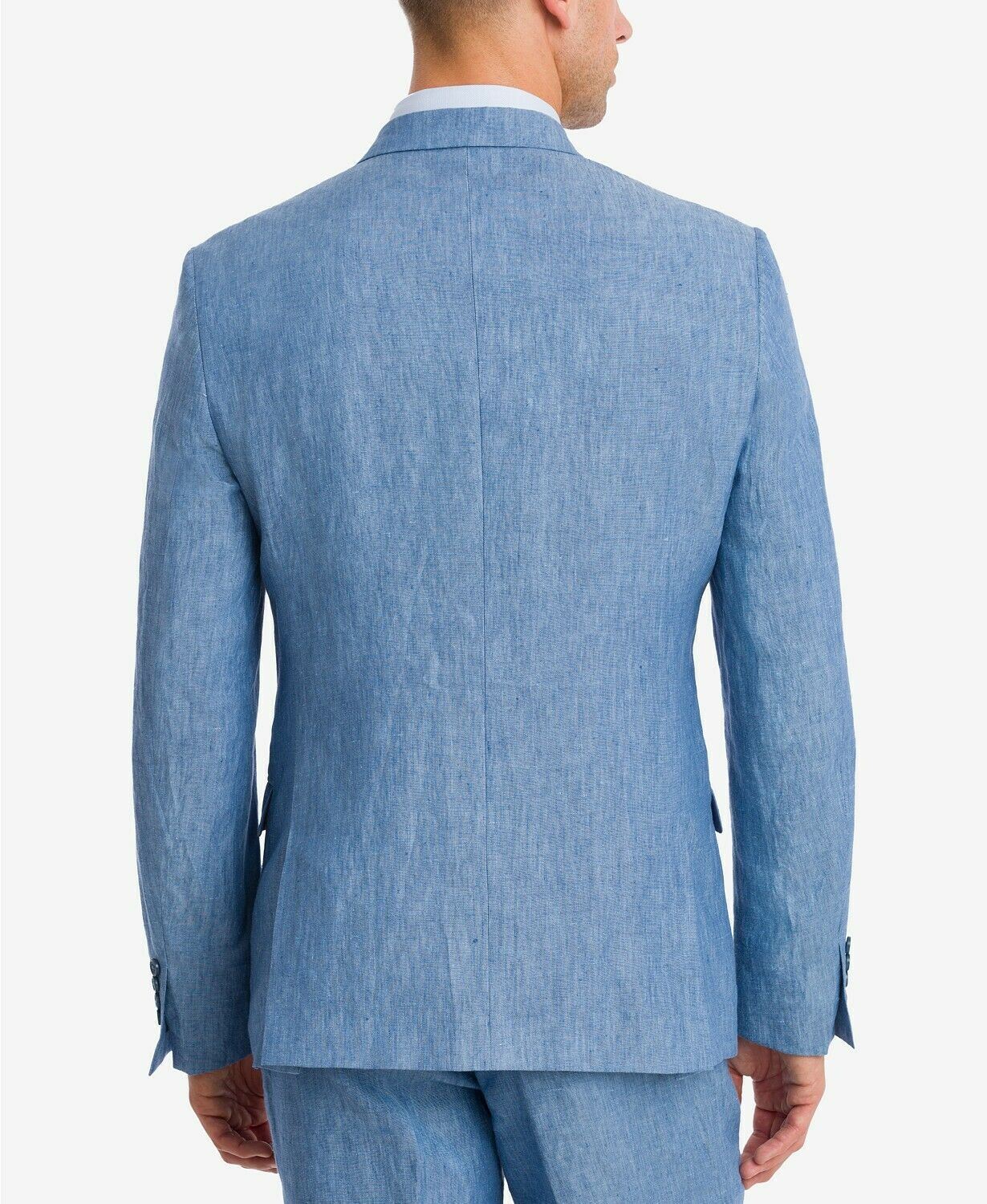 Bar III Men's Slim-Fit Blue Chambray Suit Jacket 38L Sport Coat LINEN