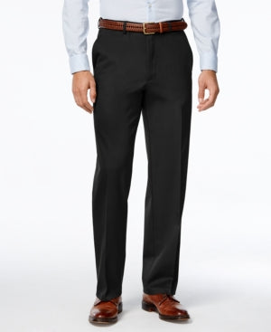 Haggar Mens Classic fit Dress Pants 54 / 34 Black Solid Stretch
