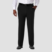Haggar Mens Classic fit Casual Pants 54 / 34 Black Solid