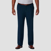 Haggar Mens Classic fit Dress Pants 44 / 30 Navy Blue Solid