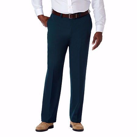 Haggar Mens Classic fit Casual Pants 52 / 34 Blue Solid