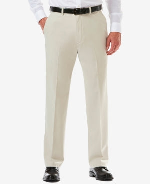 Haggar Mens Slim fit Dress Pants 38 / 34 String Beige Solid