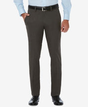 Haggar Mens Slim fit Dress Pants 34 / 29 Grey Solid Stretch