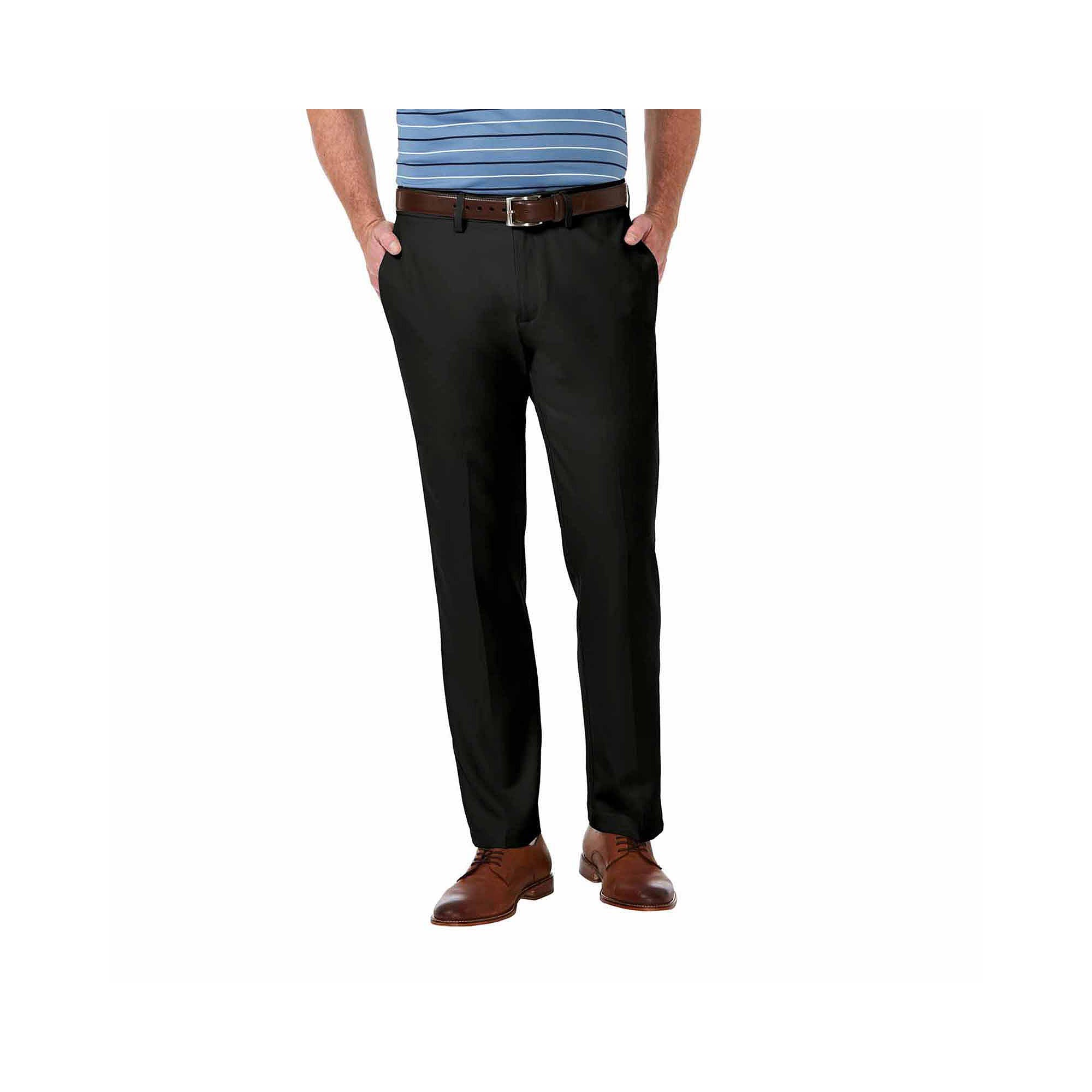 Haggar Men's Cool 18 Pro Straight Fit Black Pants 32 x 29