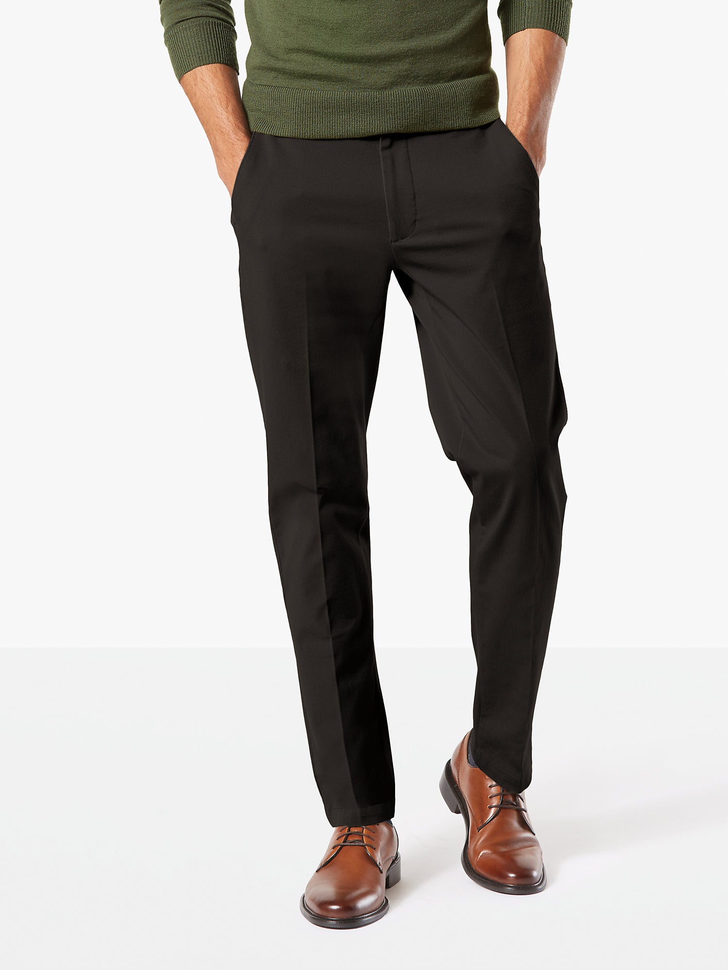 Dockers Mens Slim fit Casual Khaki Pants 32 / 32 Black Solid