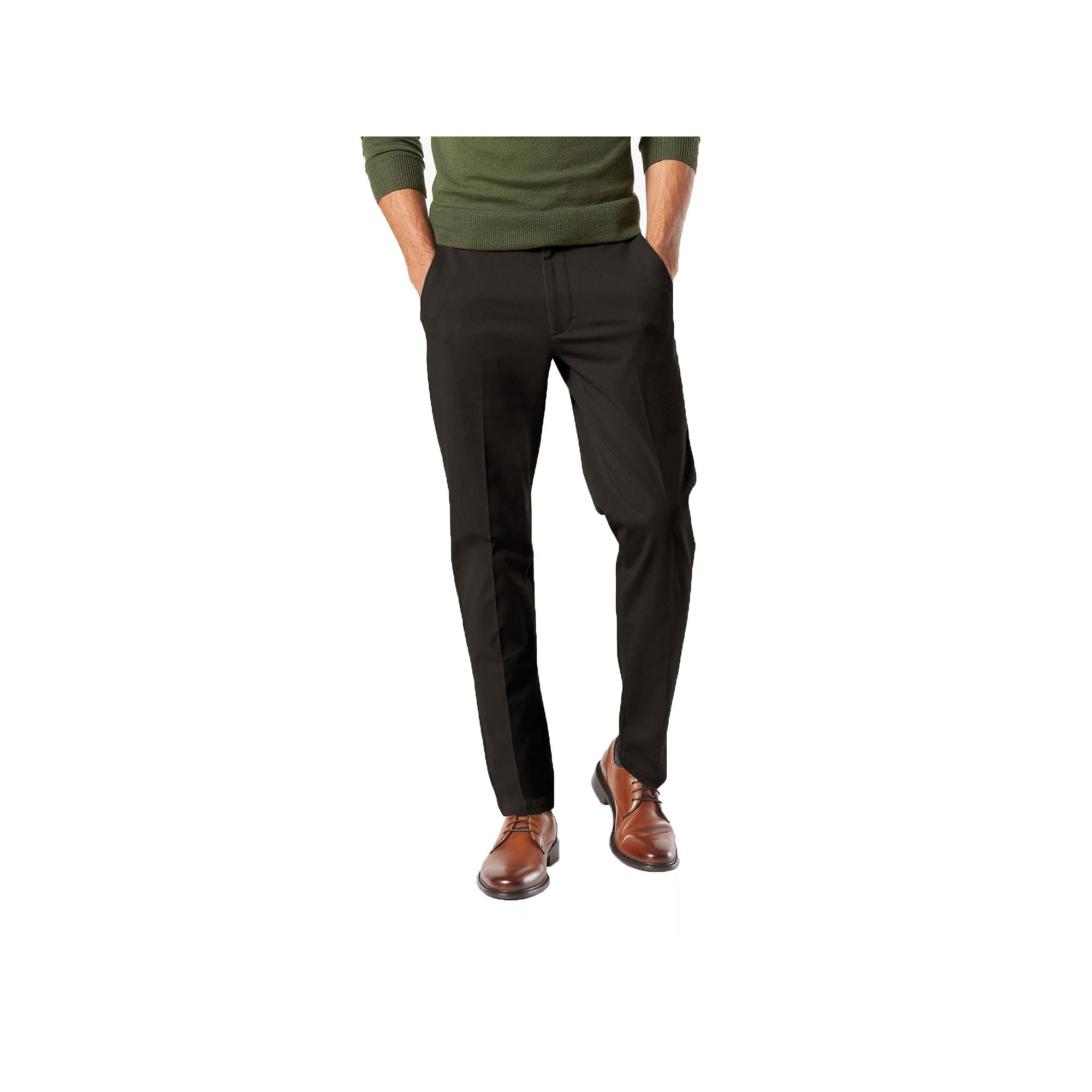 DOCKERS Mens Slim fit Casual Khaki Pants 32 / 29 Black Solid Stretch