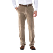 Haggar Mens Classic fit Dress Corduroy Pants 42 / 29 Beige Solid
