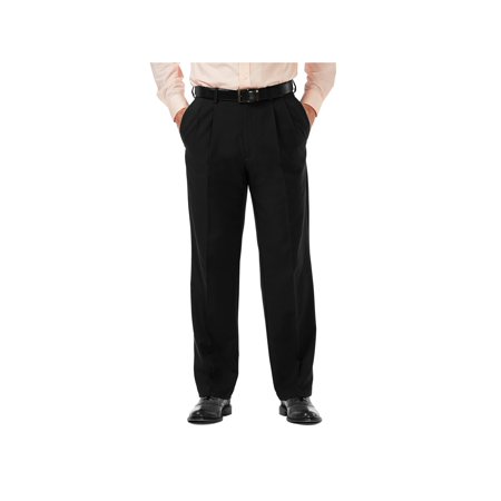 Haggar Mens Classic fit Dress Pants 40 / 32 Black Solid