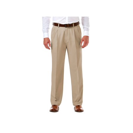 Haggar Mens Classic fit Dress Pants 32 / 30 Beige Solid