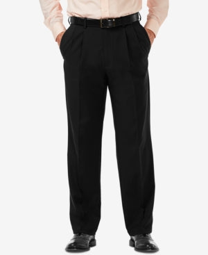 Haggar Mens Classic fit Dress Pants 38 / 30 Black Solid