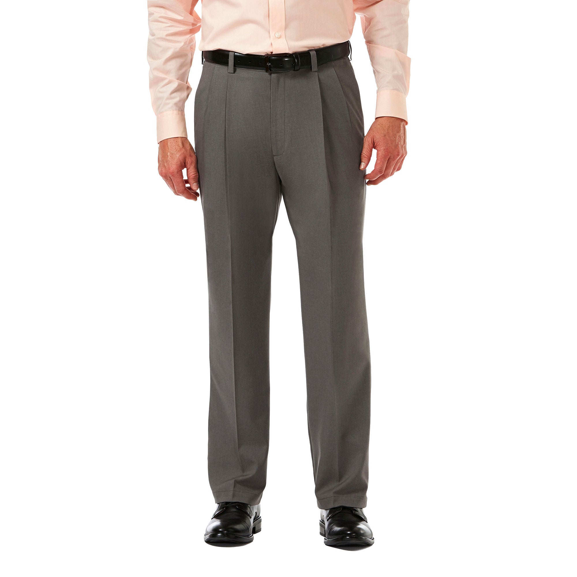 Haggar Men Classic fit Casual Pleated Kahki Pants 42 / 29 Grey Solid