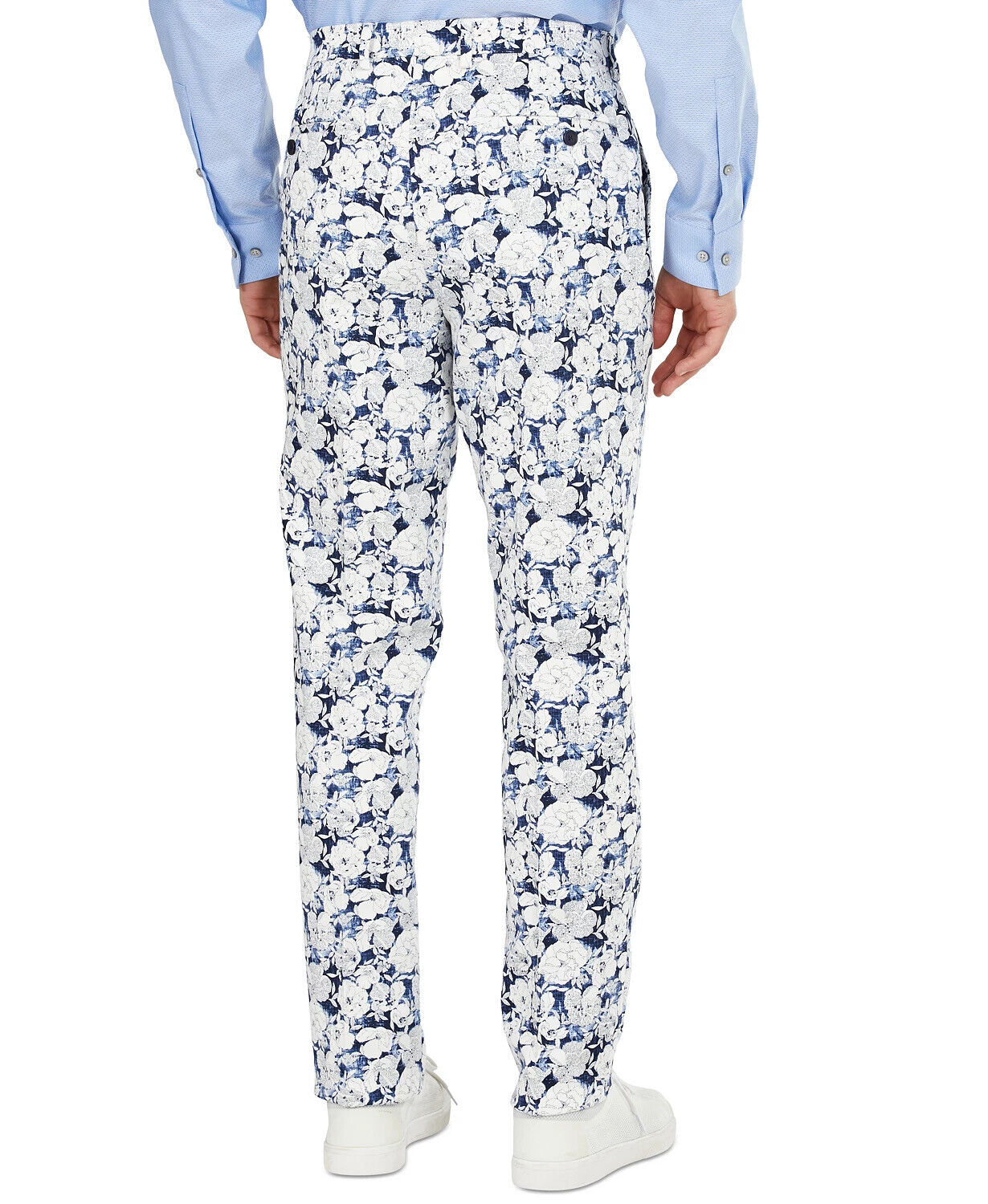 Bar III Men's Slim-Fit Floral Dress Pants 32 x 30 Blue
