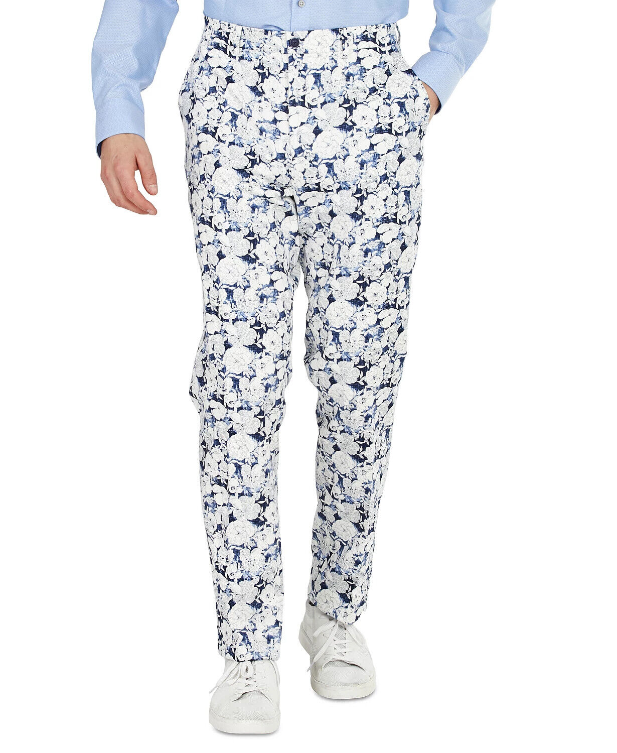 Bar III Men's Slim-Fit Floral Dress Pants 32 x 30 Blue