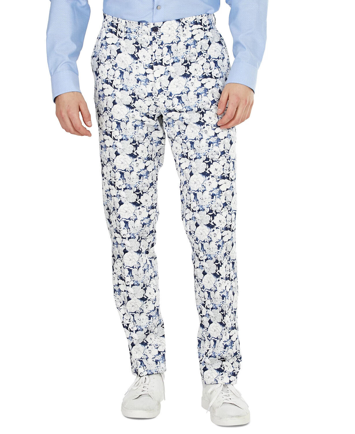 Bar III Men's Slim-Fit Floral Dress Pants 32 x 30 Blue