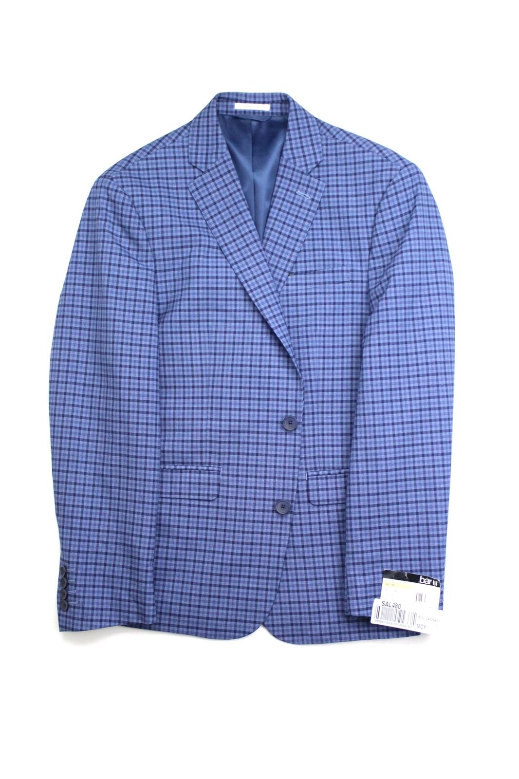 Bar III Men's Slim-Fit Plaid Suit Jacket 38R Blue Sport Coat