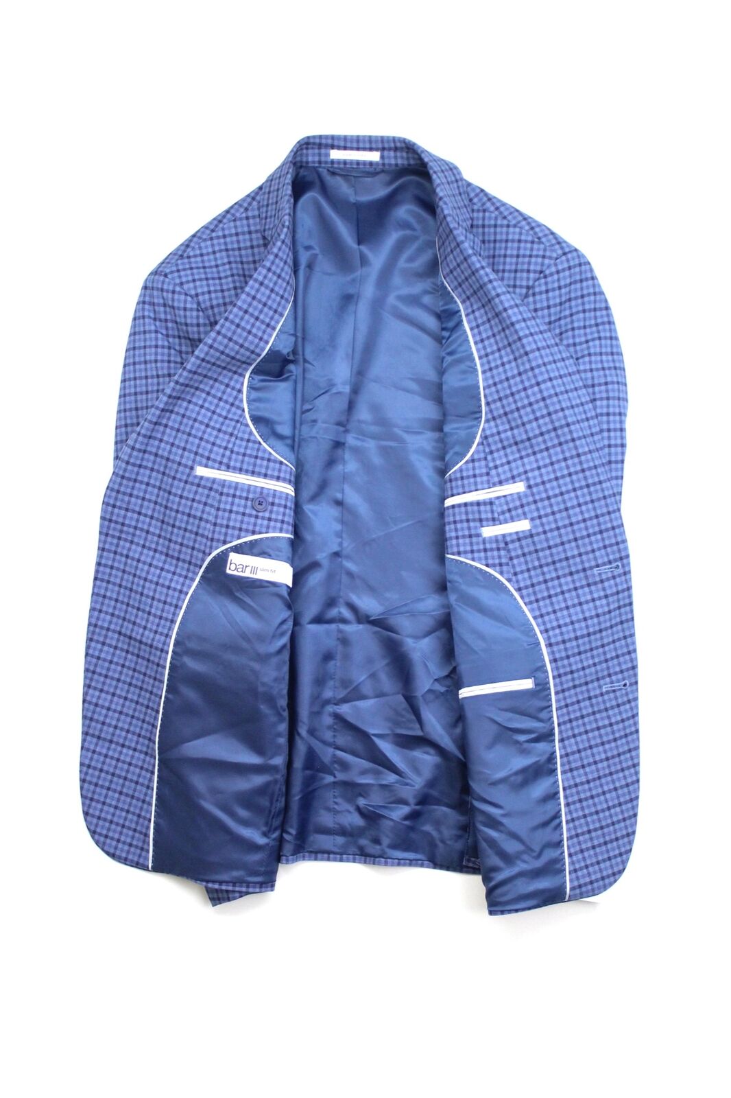 Bar III Men's Slim-Fit Plaid Suit Jacket 38R Blue Sport Coat