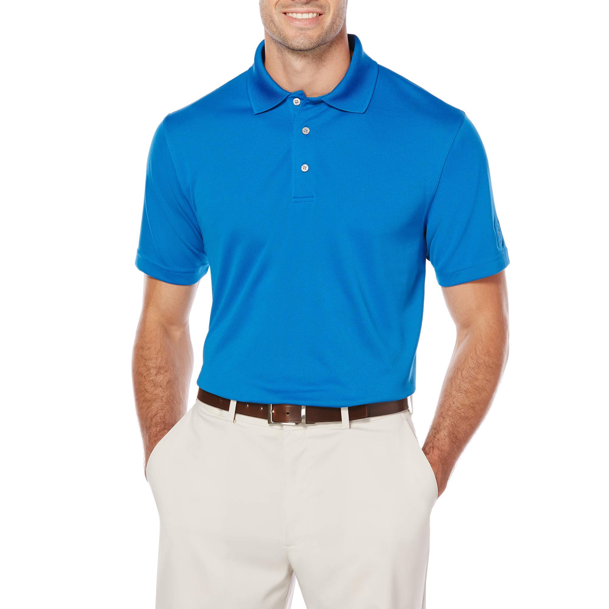 PGA TOUR Men Regular fit Short Sleeve Polo Shirt XXXL Blue Solid