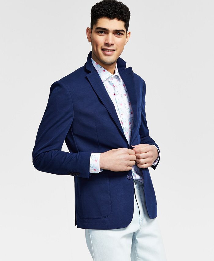 BAR III Men's Slim-Fit Solid Blazer 42L Navy Blue Sport Coat