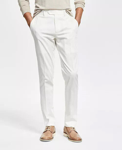 BAR III Men's Slim-Fit Cotton Stretch Solid Suit Dress Pants 33 X 30 White