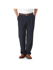 Haggar Men's Eclo Stria Classic Fit Pleated Dress Pants Navy 36 x 32