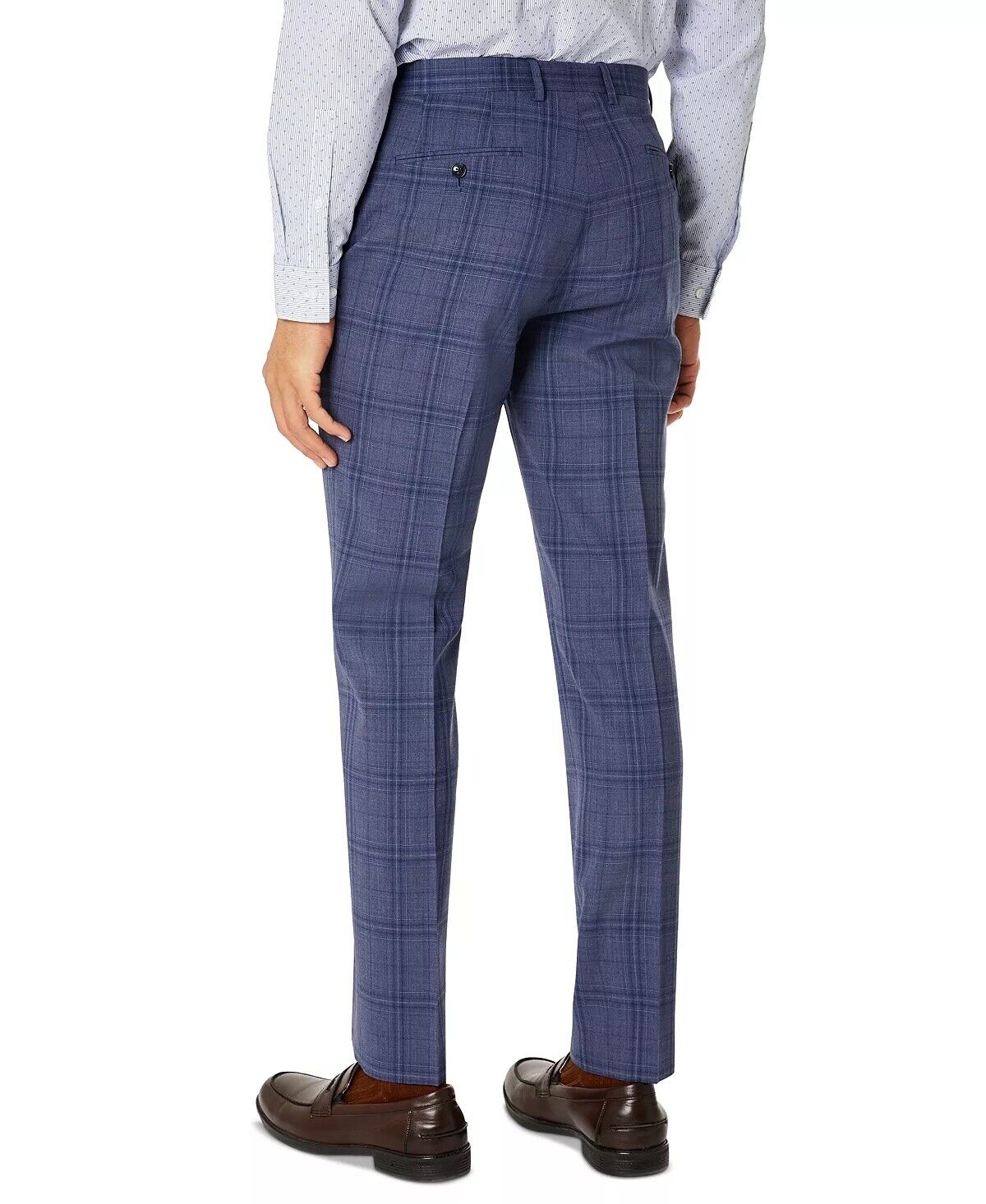 Calvin Klein Men's Skinny-Fit Infinite Stretch Dress Pants 44 x 32 Blue Plaid