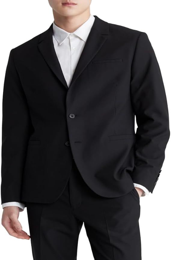 Calvin Klein Mens Slim fit Suit Jacket Blazer Medium Black Solid Wool