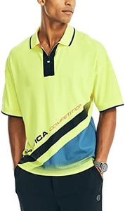 Nautica Mens Competition Sustainably Short Sleeve Polo ShirtYellow Medium