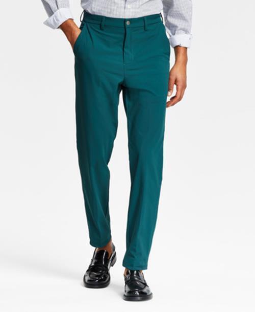 Calvin Klein Men's Slim Fit Tech Solid Performance Dress Pants 33 x 32 Green