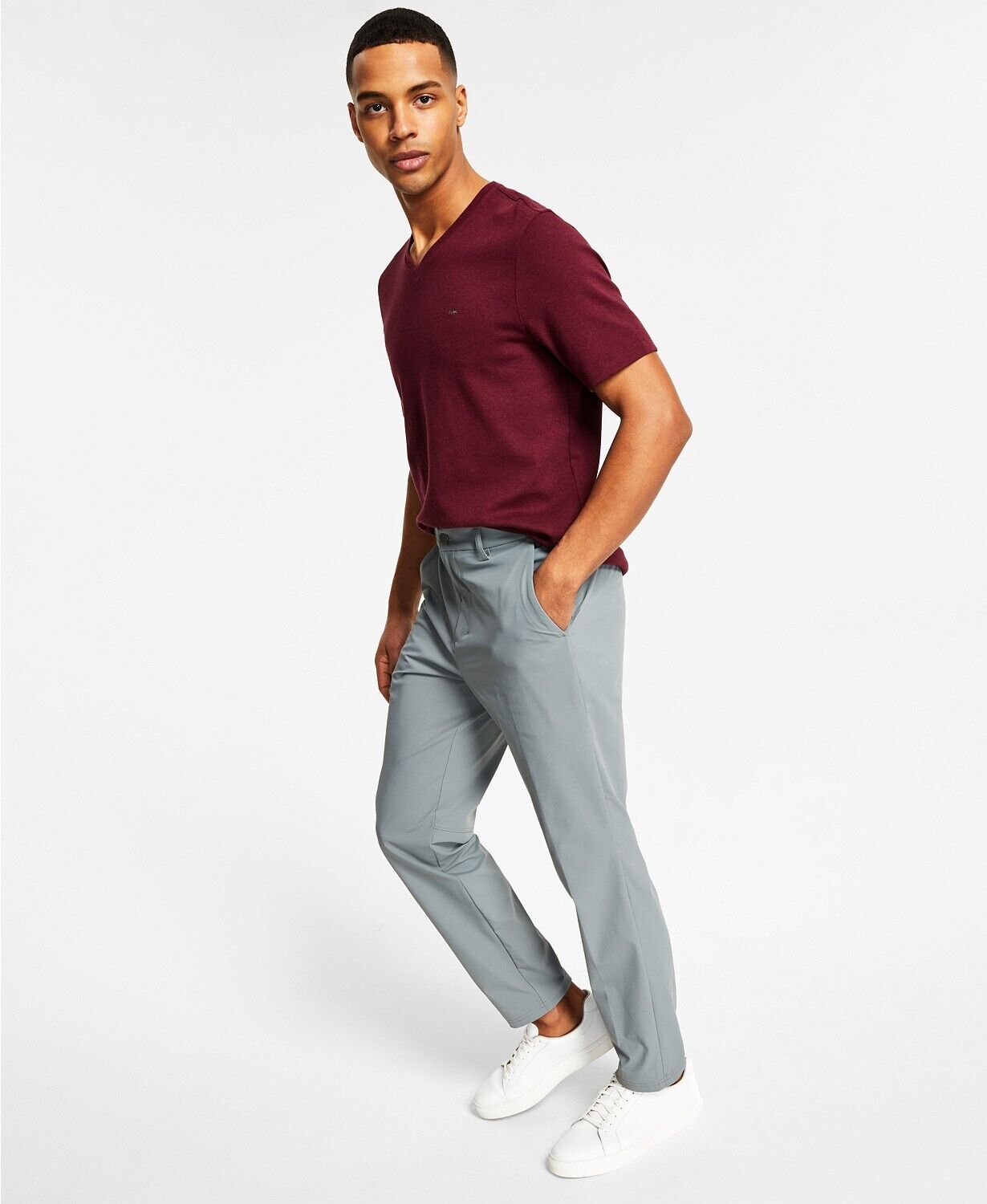 Calvin Klein Men's Slim Fit Tech Solid Performance Dress Pants 30 x 34 Mid Grey