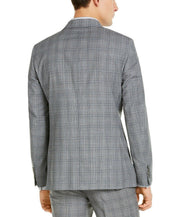 Calvin Klein X Slim Fit Light Grey / Blue Plaid Wool Suit Jacket 42R