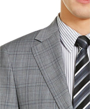 Calvin Klein X Slim Fit Light Grey / Blue Plaid Wool Suit Jacket 42R