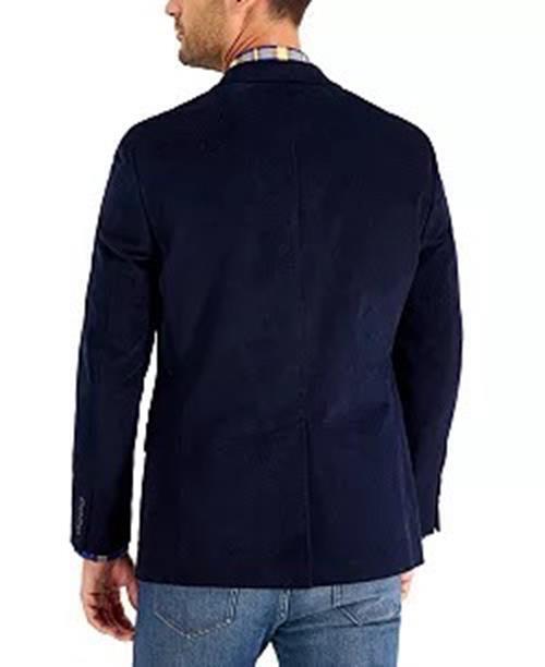 Club Room Men's Corduroy Classic-Fit Sport Coat 40L Navy Blue 2 Button Blazer