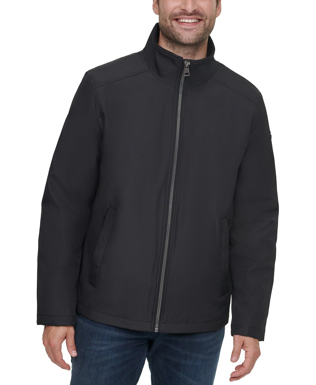 Calvin Klein Men's Stand-Collar Lightweight Jacket Small Black Waterproof